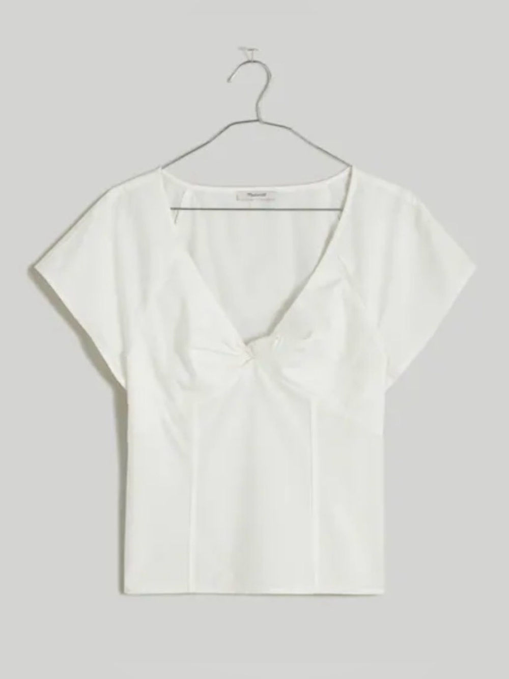 NWT Madewell Women's White 100% Cotton Twist-Front Seamed Top Size 8